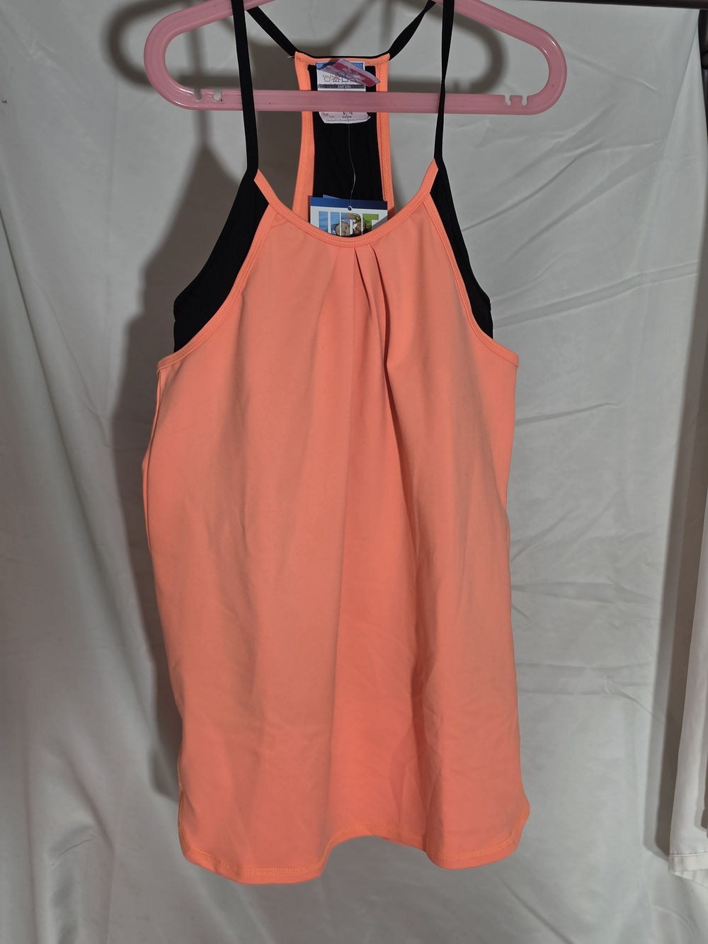 Girls / Womens Coral Tank Top with Black Racerback